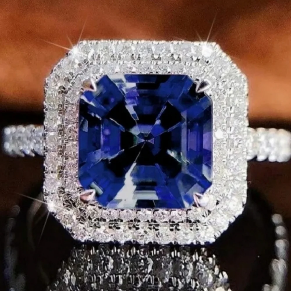 Elegant Blue and Silvery Women's Ring Sz 10